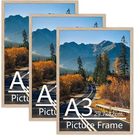 3 Photo Frames for Pictures, 29.7 x 42 cm Natural (1/3)