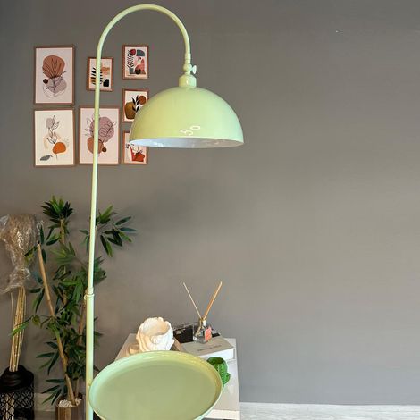 Moderne Stehlampe aus Minzgrün Metall mit Tablett und Beweglichem Kopf, E27-Sockel, Moderne Stehlampe für Wohnzimmer oder Schlafzimmer