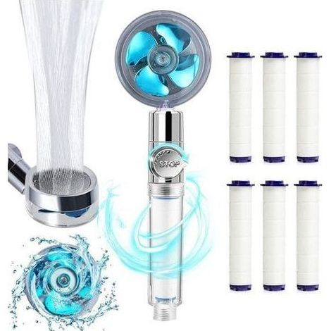 pair Douchette Douche Salle de Bain, Pommeau de Douche Anti Calcaire Economie Deau, 360° Haute Pression Pivotant, 6 Coton PP Remplaçable (1/4)