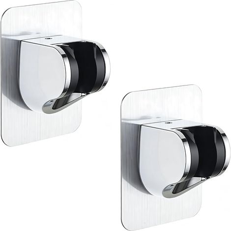 2PCS Support de Pommeau de Douche Autocollant Réglable, Support de Douchette Sans Percage, Fixation Robuste pour Salle de Bain, Hôtel et Maison, Porte Pommeau de Douche Durable (1/4)