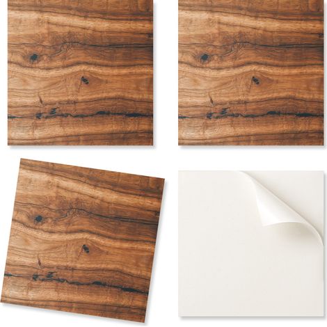 Azulejos autoadhesivos de vinilo estampados con dise帽o de madera natural, 20x20x20 cm. (1/5)