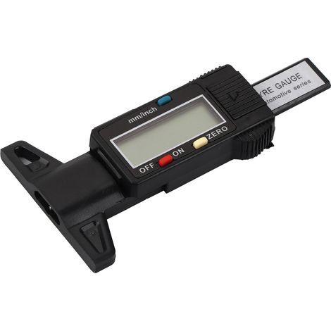 Jauge de profondeur de sculpture de pneu numérique 0-25,4 mm outil de mesure pied à coulisse écran LCD noir (1/5)