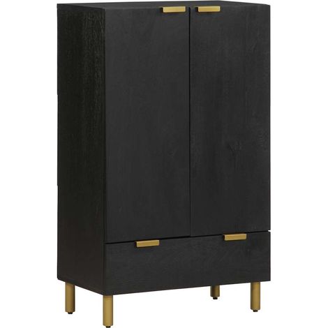 vidaXL Buffet noir 60x33x100 cm bois d'ingénierie (1/5)