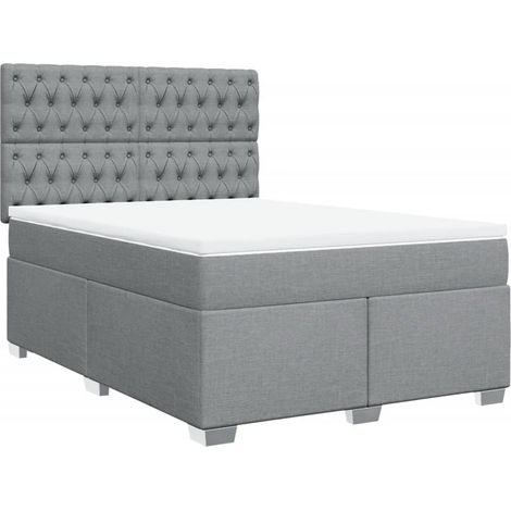 Maison Exclusive - Cama box spring con colchón tela gris claro 14