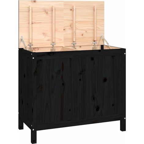Maison Exclusive - Wäschetruhe Schwarz 88,5x44x76 cm Massivholz K (1/5)