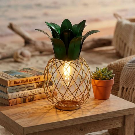 Solarleuchte Ananas Gartenfigur Dekoleuchte Terrassenleuchte Balkon, IP44, Akku, gelb grün, 1x LED, DxH 20x28 cm