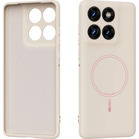 Étui de téléphone en silicone liquide beige pour Motorola Edge 70, protection magnétique souple antichoc