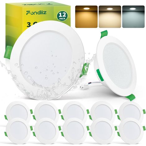 Lot de 20 Spot LED Encastrable 68mm, 5W 220V Spots de Plafond Encastre Blanc Chaud 2700K Blanc Neutre 4000K Blanc Froid 6000K Réglable, IP44 Spot Salle de Bain LED pour Salon Cuisine, Rond (1/5)