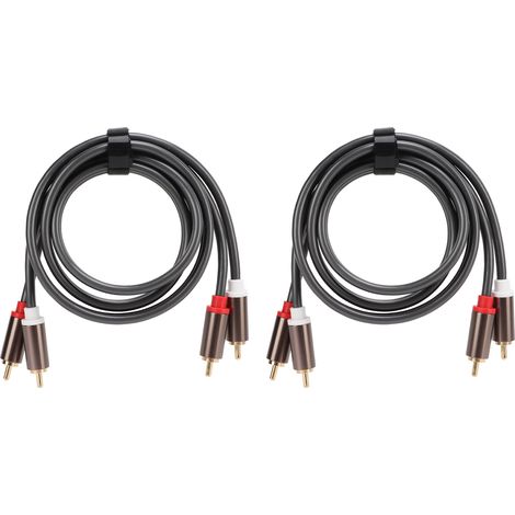 Câble RCA 2 mâles vers 2 mâles 4 sorties, 1 m, pour amplificateur de puissance, caisson de basses, câble audio AV stéréo, paire de 2 (1/5)