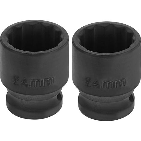 2pcs 1/2" Drive x 24mm Douille À Choc Peu Profonde CR-V Acier (1/5)
