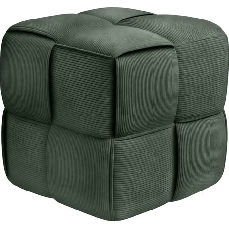 Pouf in Velluto a Coste Forinta Verde scuro