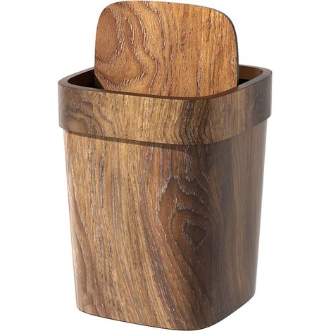 Poubelle en bois de 12 l avec couvercle - Poubelle de
