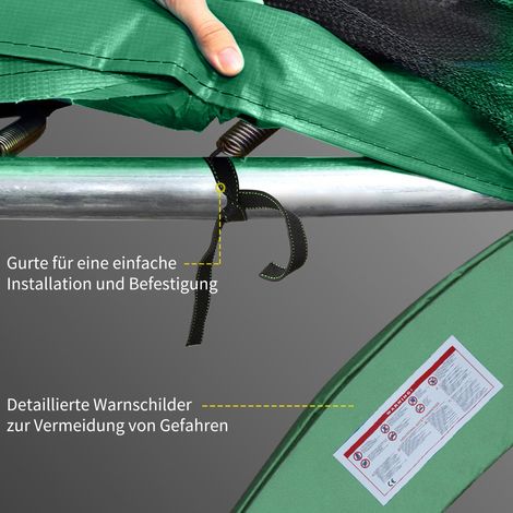 Housse de protection imperméable, filet de sécurité et mousse de protection pour trampoline Ø 305 cm (8-15 ft), vert, kit complet de remplacement résistant aux intempéries (1/5)