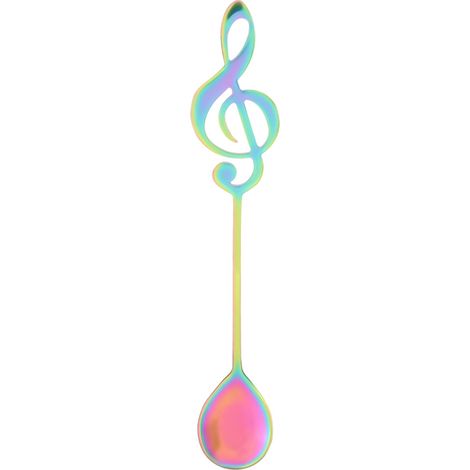 Dessertlöffel aus Edelstahl mit Musiknote zum Umrühren von Kaffee (mehrfarbig)