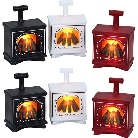 Guirlandes lumineuses miniatures à LED pour cheminée, décoration d'intérieur, meubles de maison de poupée, noir, rouge, blanc, 6 pièces (1/5)