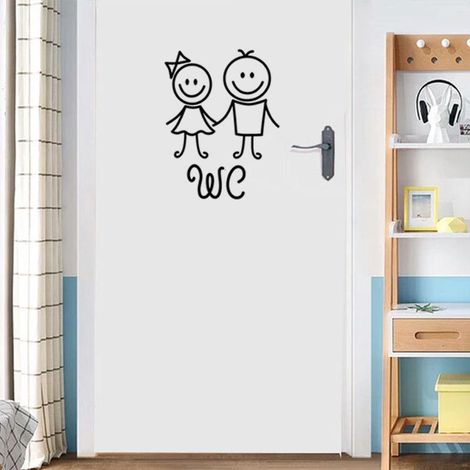 Panneaux de salle de bain WC Garçons Filles Dessin animé FX28 Chambre d'enfant Salle de bain Hôtel Autocollant (1/4)