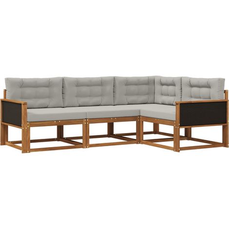 Outdoor Sofa Set with Cushion 4 pcs Natural and Light grey vidaXL (1/5)