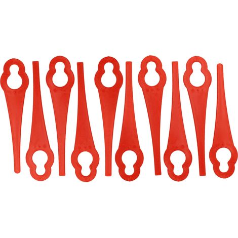 vhbw 10x Ersatz-Messer kompatibel mit Einhell GC-CT 18/24 Li, GC-CT 18/24 Li P Rasentrimmer - Ersatzklinge Rot, Nylon / Kunststoff