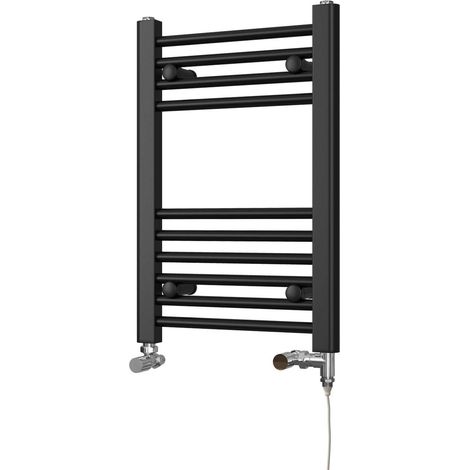 Zennor - Black Dual Fuel Towel Rail H600mm x W400mm Standard - Straight (1/3)
