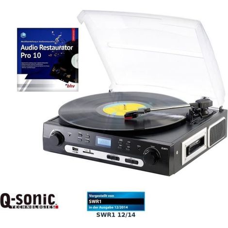 Q-Sonic UPL-855.MP3 giradischi e digitalizzatore Record e MC + restauratore audio Pro 10