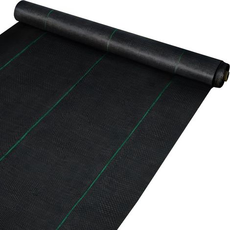 Toile de Paillage Anti-Mauvaises Herbes VEVOR 91,4 x 2 m Géotextile Perméable en Polypropylène Noir 85 g pour Jardin et Potager (1/5)