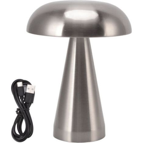 Champignon Lampe De Table Moderne Minimaliste Style Industriel 3 Couleurs Dimmable Rechargeable Innovant Tactile Lampe De Bureau Argent