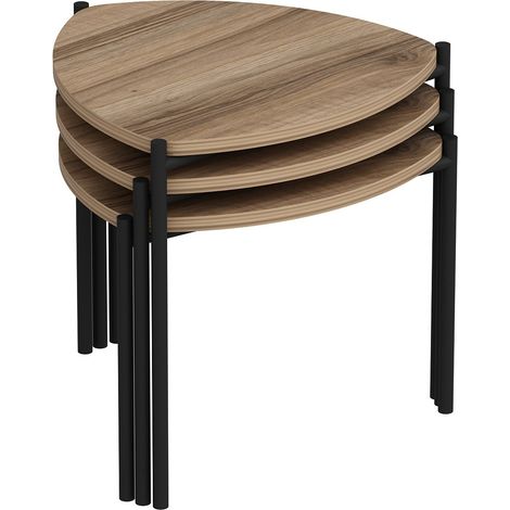 Set aus 3 Auszieh-Couchtischen aus Holz "Lenny" - 45 x 45 x 45 cm - Braun (1/5)