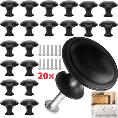 20 pomelli per mobili, maniglie, pomelli per armadi, maniglie per porte, in acciaio inox nero (1/5)