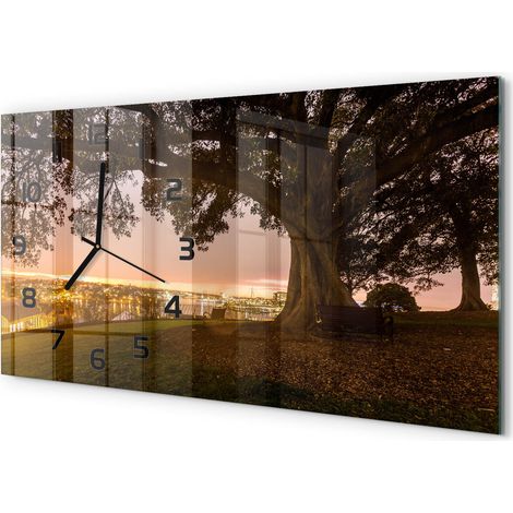 Horloge Murale Salle à Manger 60x30 cm Verre Trempé Design Contemporain Vieil arbre (1/5)
