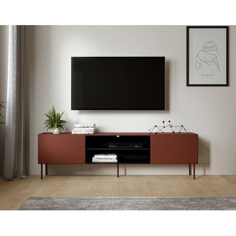 Elvis - meuble tv 200 cm - 2 portes et 2 niches - terracotta