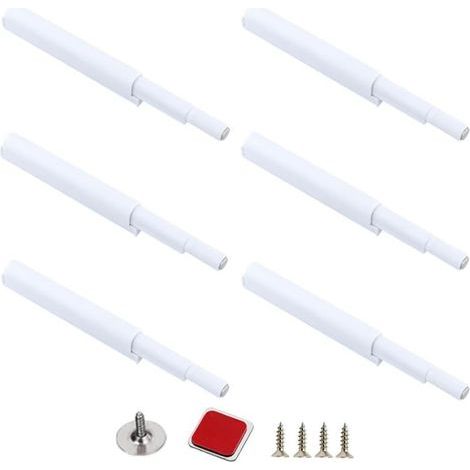Touch-release magnetic door latches for cupboards and display cases open/close with a single touch (6 pieces) (White) - 6 White (1/5)