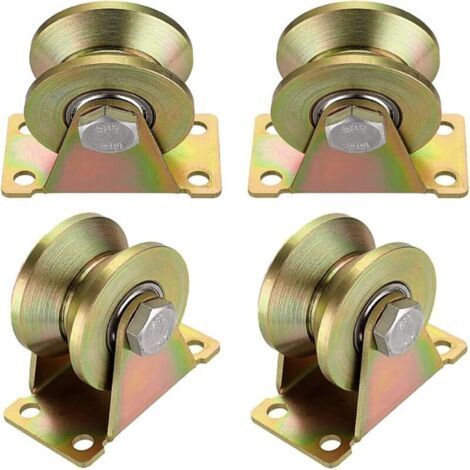 Groove Wheel V Single Pulley, Lifting Pulley, Simple Pulley for Lifting Reeving, Sliding Gate Caster Rail, Cable Pulleys for Winch Groove Wheel for Ropes Steel Ropes Etc (4 ft (1/5)