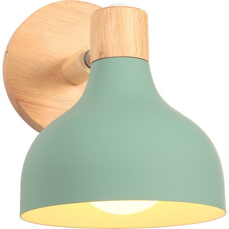 Apliques Retro Interior Lámpara De Pared Ajustable De Madera Metal E27 Lámpara De Pared Vintage Para Salón Dormitorio Baño (Verde)