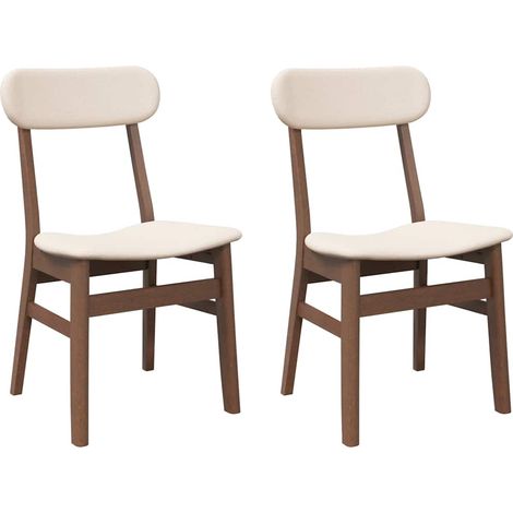 Lot de 2 Chaises à manger,Chaise de cuisine coussins marron bois massif caoutchouc CFW94550 (1/5)