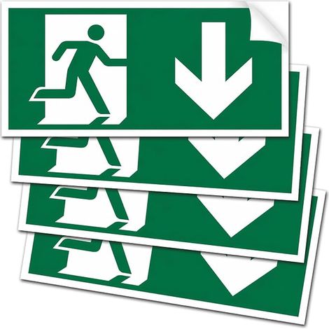 Adhésifs Sortie de Secours PVC 30cm x 14cm Flèche Bas (1/5)