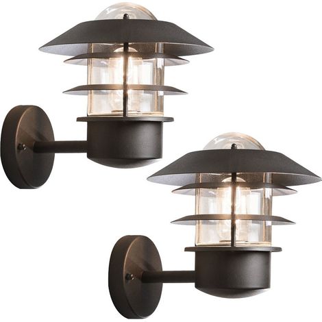2er-Set Wandleuchten MODENA Aluminium schwarz, E27, Höhe 24 cm, IP44 (1/5)