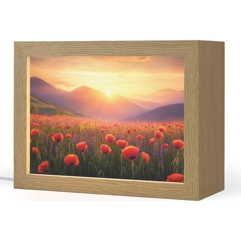 TABLE LAMP Landscape - Sunset - Field of flowers 20x15 cm