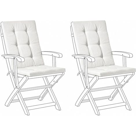 Lot de 2 Coussins pour Chaises de Jardin en Polyester Assise et Dossier Extérieur avec Liens Blanc Cassé Maui (1/5)