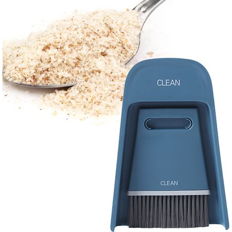 Ensemble balai et pelle à poussière portables mini, brosse de nettoyage de bureau, kit d'outils de nettoyage ménager bleu marine (1/5)