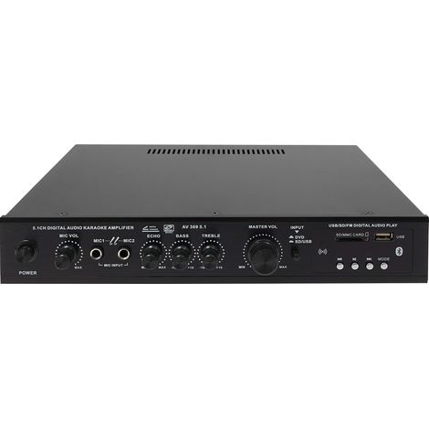Amplificador de audio estéreo de 300 W, amplificador de audio Bluetooth, amplificador con mando a distancia, 33 x 22 x 5 cm (1/5)