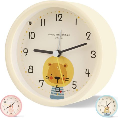 Wecker für Jungen und Mädchen, simuliert einen Kinderwecker, kompakter, leiser, tickfreier Reisewecker für den Nachttisch, lauter Alarm, mit Nachtlicht und Schlummerfunktion, batteriebetrieben. (1/5)