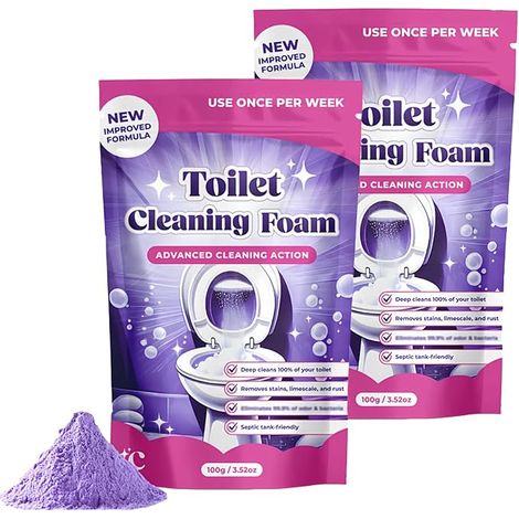 Toilet Cleaning Foam 2 x 100 g  Toilet Cleaner  Foaming Powder for Toilet  Anti-Limescale and Descaler  No Friction for Long-Lasting Cleanliness (1/5)
