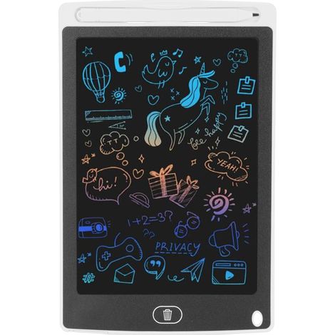 Tableau d'écriture LCD 8,5 pouces, ardoise colorée pour dessin et gribouillage, jouet éducatif pour enfants de 1 à 10 ans, garçons et filles, blanc (1/5)