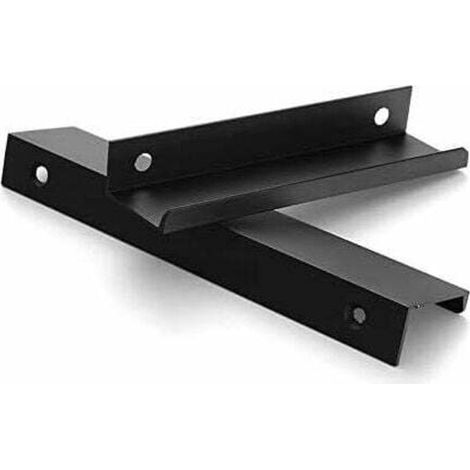 Lot de 2 poignées de meubles noires - Poignée invisible pour meubles de cuisine Profilé aluminium entraxe 150 mm avec vis