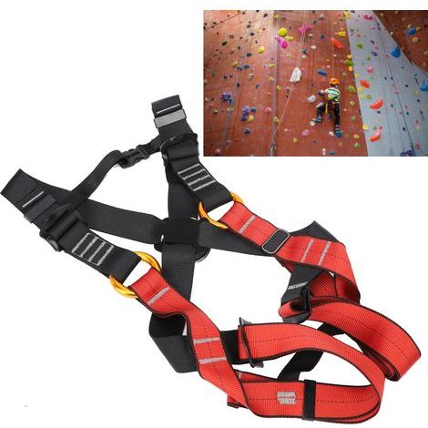 Kindersicherheitsgurt zum Klettern und für Klettersteige, strapazierfähiges schwarzes und rotes Polyester - Größe L (10-14 Jahre) (1/5)