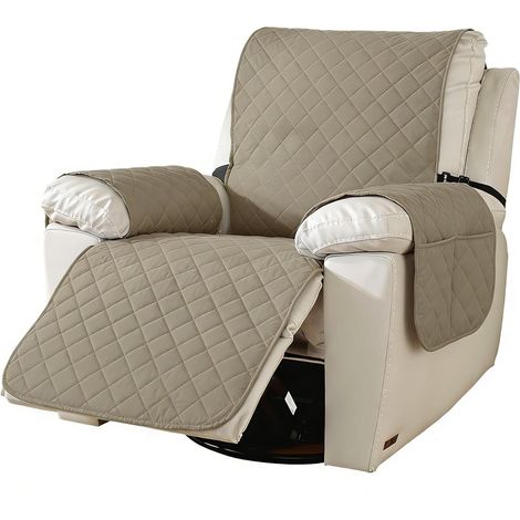 Étanche Housse pour Fauteuil Relax Electrique, Antidérapant Housse de Chaise Inclinable avec Poches Latérales, Lavable Protection Fauteuil Relax (Khaki,1 Place) (1/5)