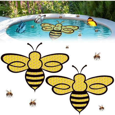 2-teilige schwimmende Bienen-Gartentränke, schwimmende, bienenförmige Bestäuberinsel, Bienenfutterspender zur Gartendekoration, durstig nach Bestäubern (1/5)