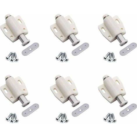 6 pièces loquets magnétique à déblocage Déclenchement par pression Attrape, Les Portes de L'amortisseur de Portes D'armoire à Poussoir Serrure de Porte Pour Ouvrir Les Loquets.(Beige) (1/5)