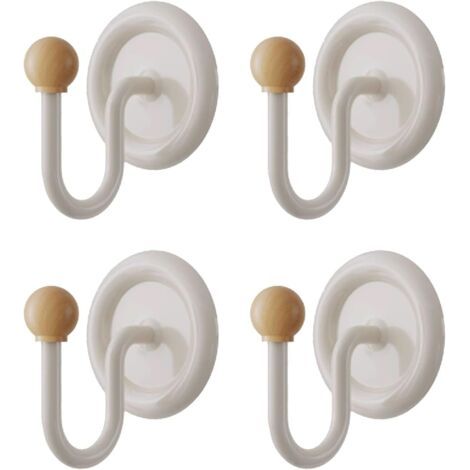 Lot de 4 Crochets Adhésifs Sans Percer – Ronds avec Veines de Bois, Multifonction pour Serviettes & Robes de Bain, Supports à Murs pour Salle de Bain, Cuisine, Toilette & Buanderie (1/5)