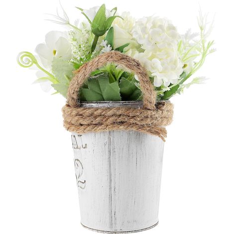 White Hydrangea Bonsai Ornament in Plastic and Iron, Realistic Artificial Decorative Flowers for Elegant Table and Interior Decoration (1/5)